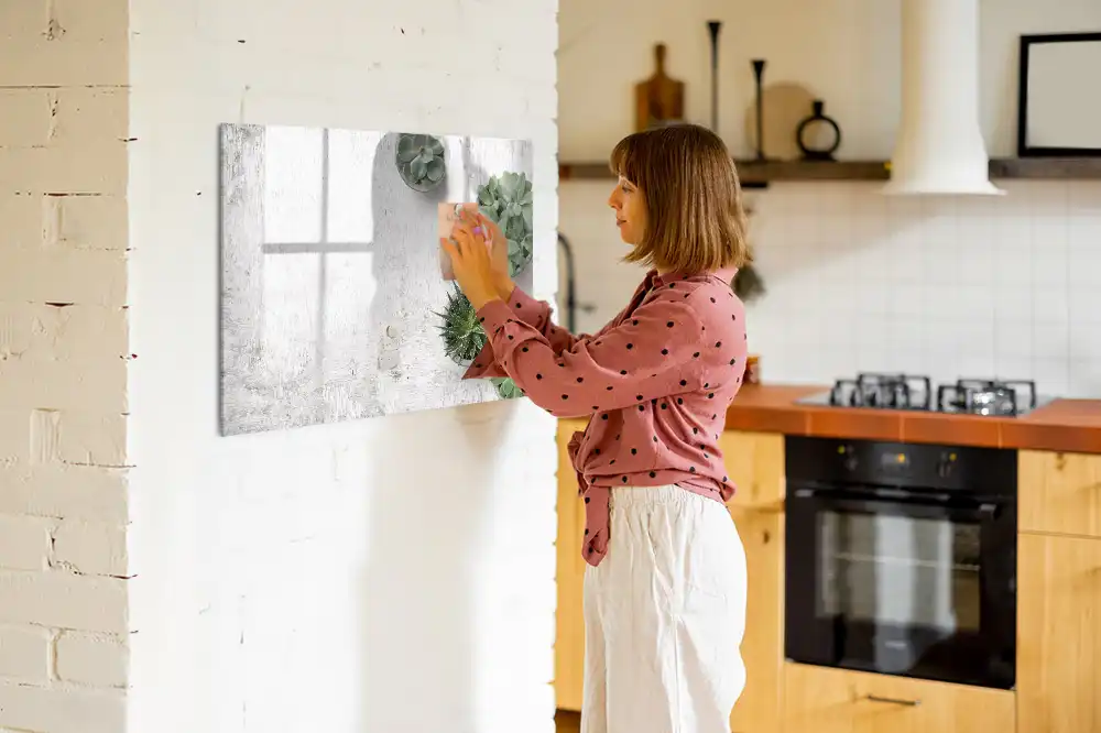 Tableau blanc magnétique effaçable à sec avec motif de plantes décoratives pour chambre