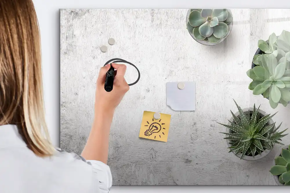 Tableau blanc magnétique effaçable à sec avec motif de plantes décoratives pour chambre