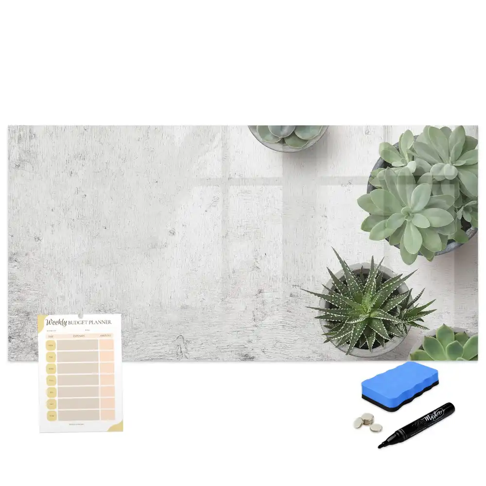 Tableau blanc magnétique effaçable à sec avec motif de plantes décoratives pour chambre
