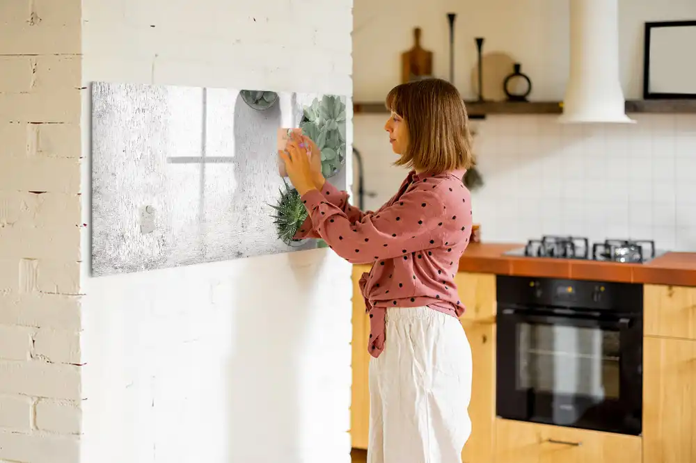 Tableau blanc magnétique effaçable à sec avec motif de plantes décoratives pour chambre