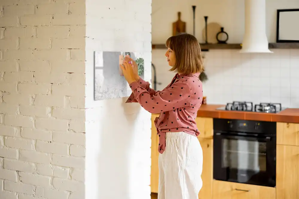 Tableau blanc magnétique effaçable à sec avec motif de plantes décoratives pour chambre