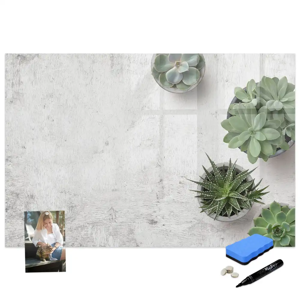 Tableau blanc magnétique effaçable à sec avec motif de plantes décoratives pour chambre