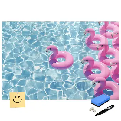 Tableau blanc magnétique effaçable à sec motif pissenlits volants et flamants roses