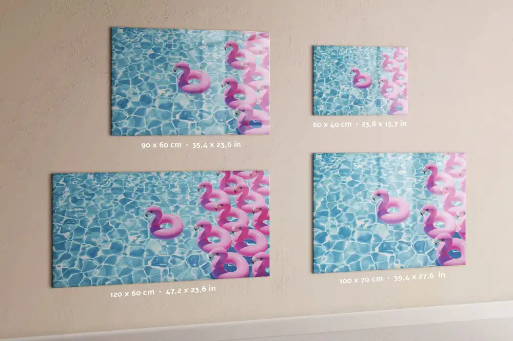 Tableau blanc magnétique effaçable à sec motif pissenlits volants et flamants roses