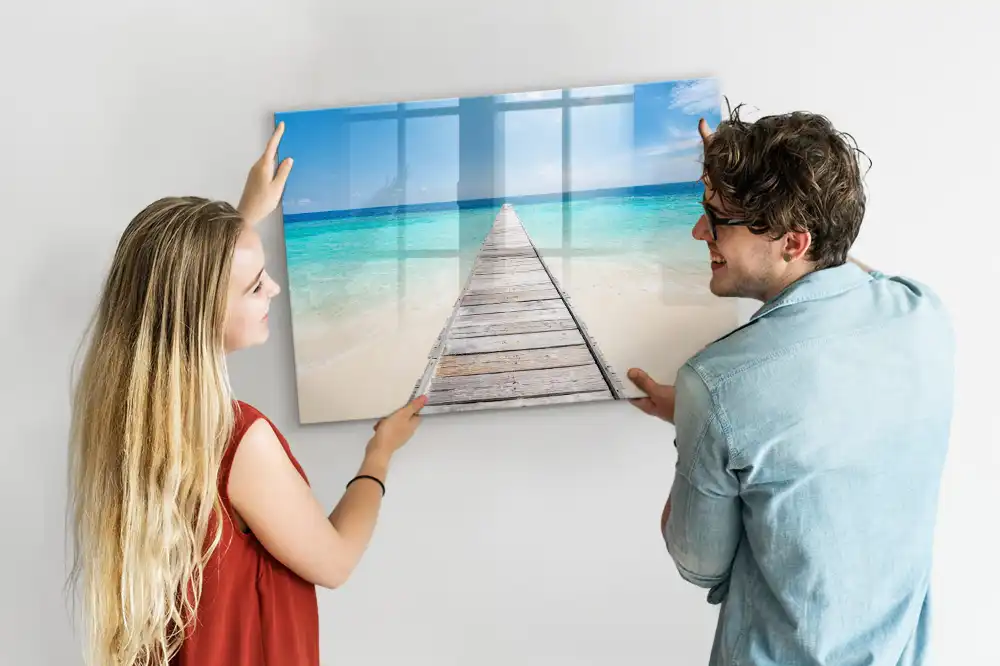 Tableau blanc magnétique effaçable à sec motif station balnéaire tropicale
