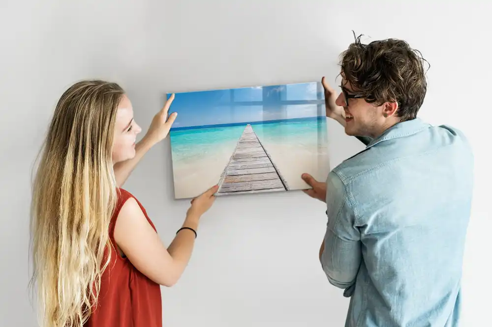 Tableau blanc magnétique effaçable à sec motif station balnéaire tropicale