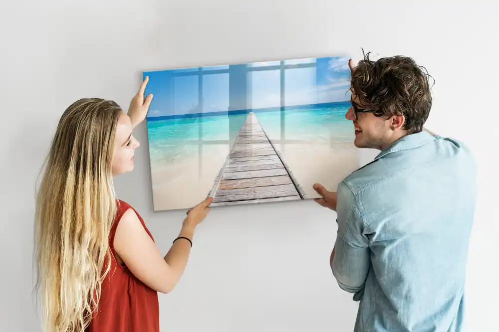 Tableau blanc magnétique effaçable à sec motif station balnéaire tropicale
