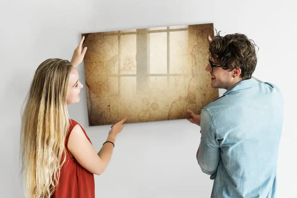 Tableau magnétique à dessiner avec motif carte du monde vintage
