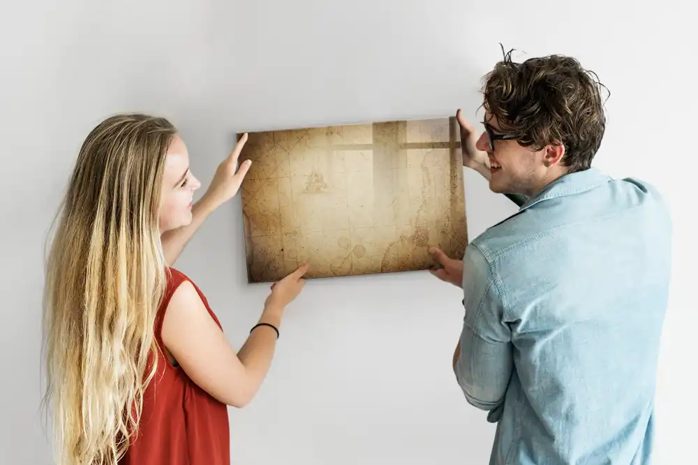 Tableau magnétique à dessiner avec motif carte du monde vintage