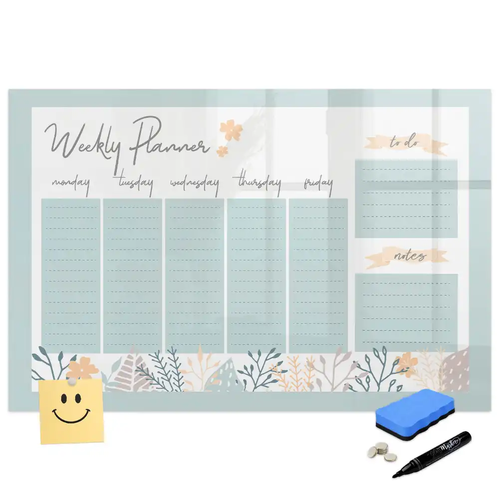 Tableau blanc magnétique hebdomadaire effaçable à sec