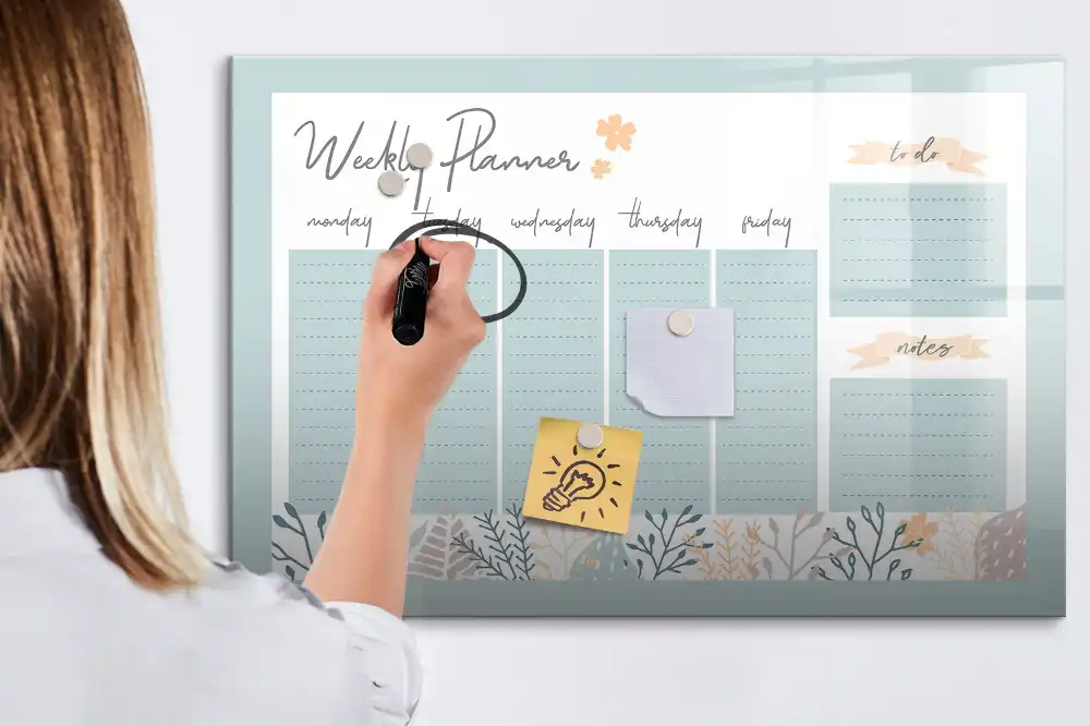 Tableau blanc magnétique hebdomadaire effaçable à sec
