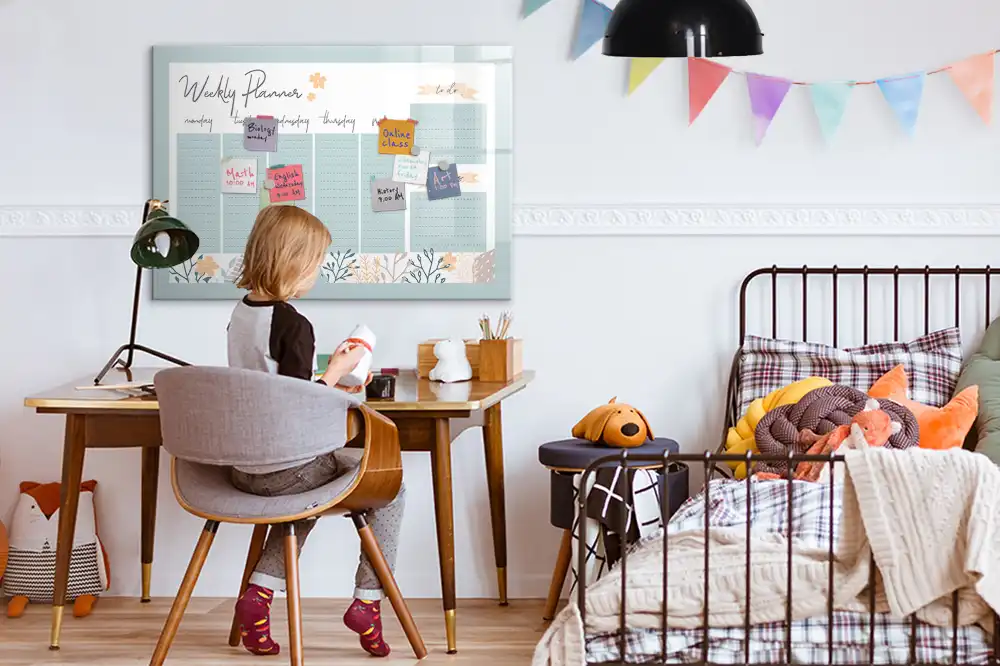 Tableau blanc magnétique hebdomadaire effaçable à sec