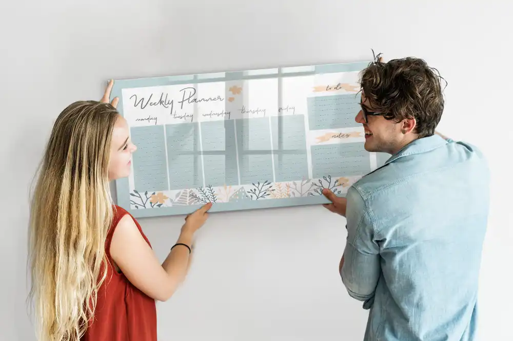 Tableau blanc magnétique hebdomadaire effaçable à sec