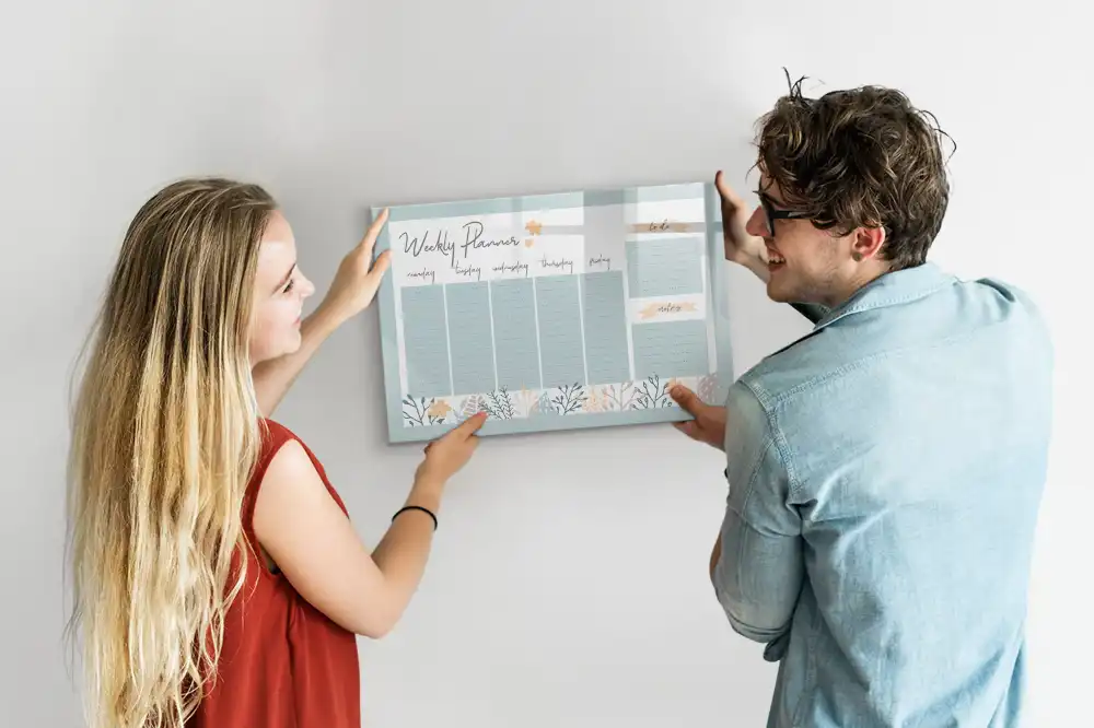 Tableau blanc magnétique hebdomadaire effaçable à sec