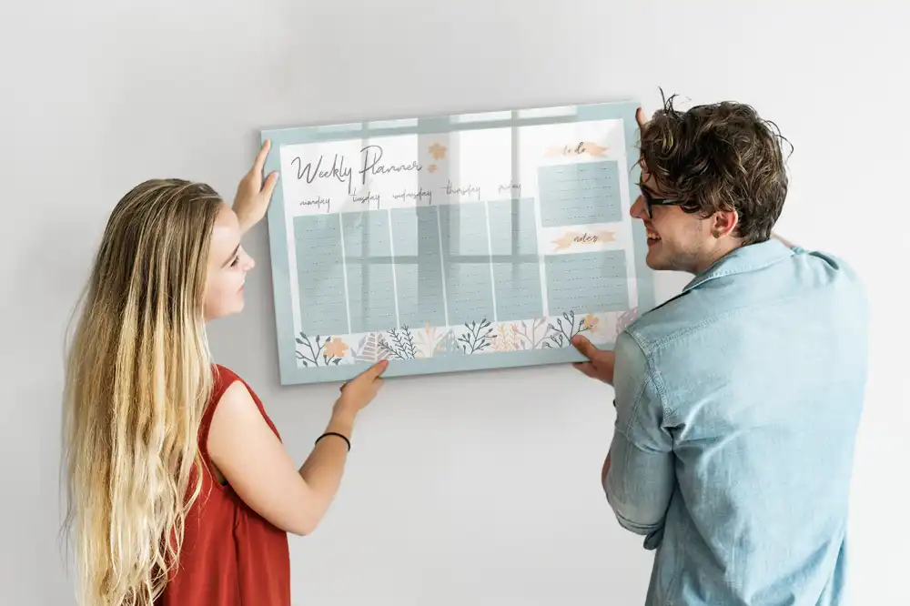 Tableau blanc magnétique hebdomadaire effaçable à sec