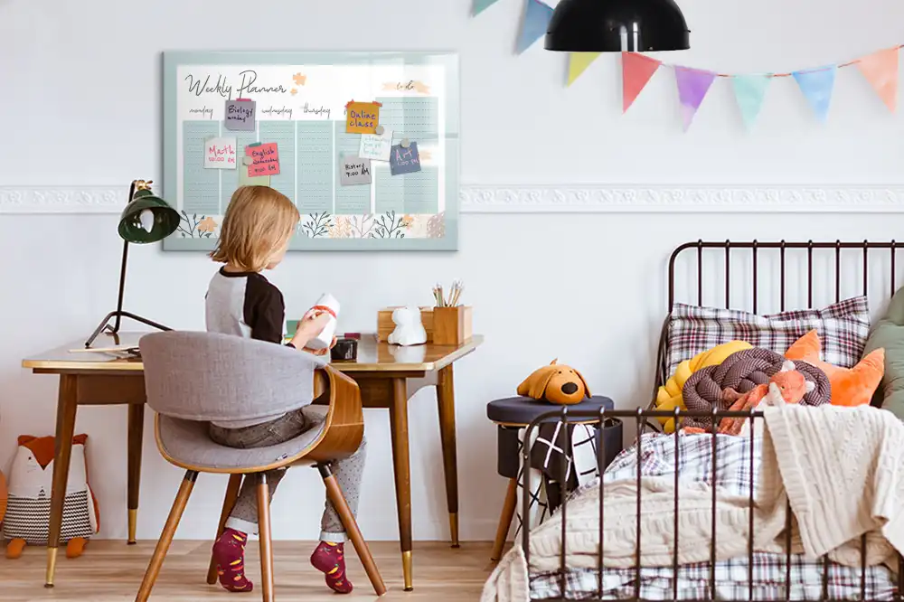 Tableau blanc magnétique hebdomadaire effaçable à sec