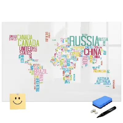 Tableau magnétique éducatif avec carte du monde et frontières