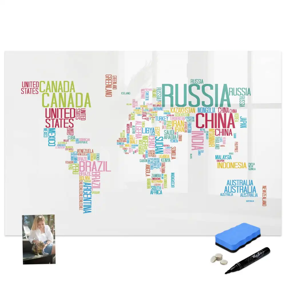 Tableau magnétique éducatif avec carte du monde et frontières