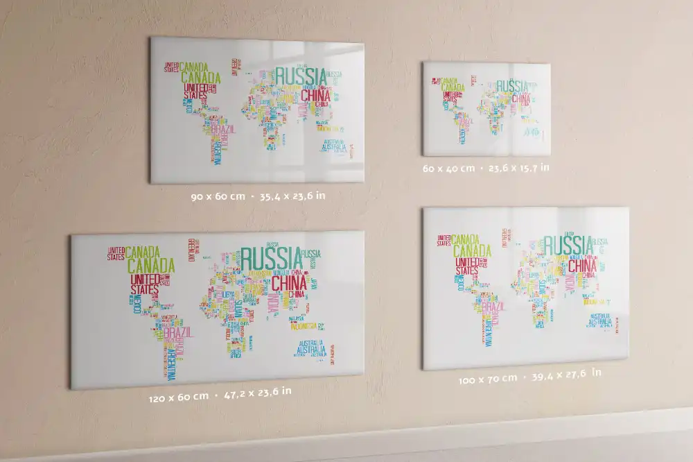 Tableau magnétique éducatif avec carte du monde et frontières