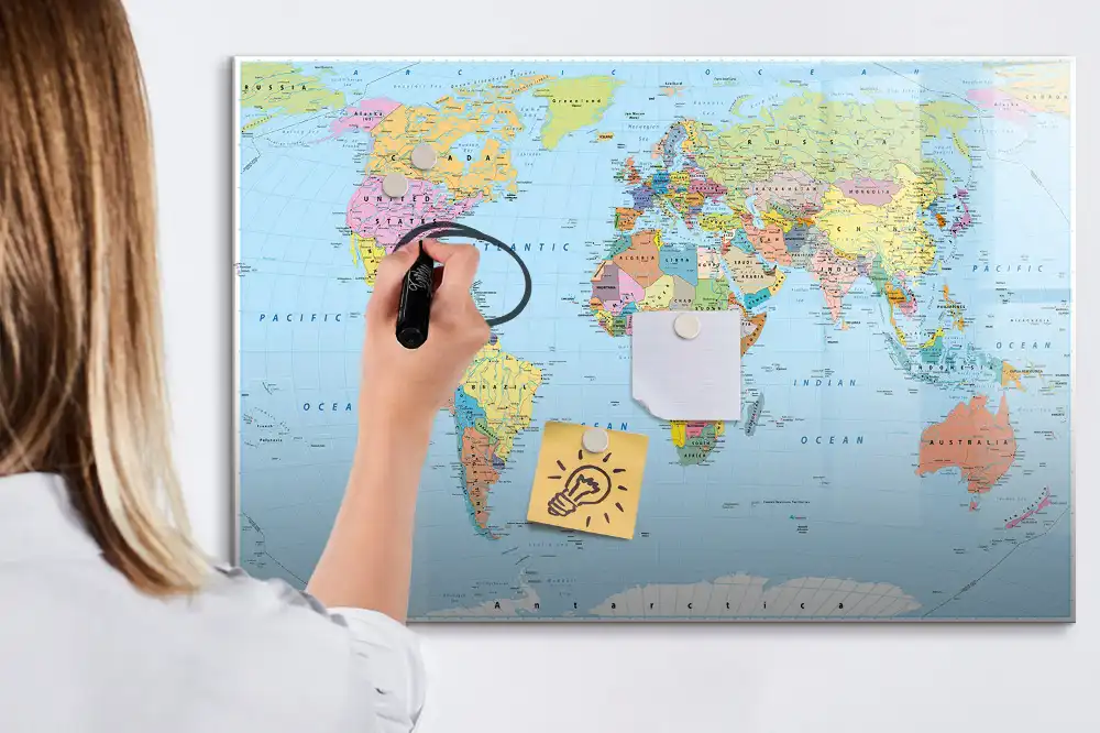 Tableau magnétique éducatif carte du monde