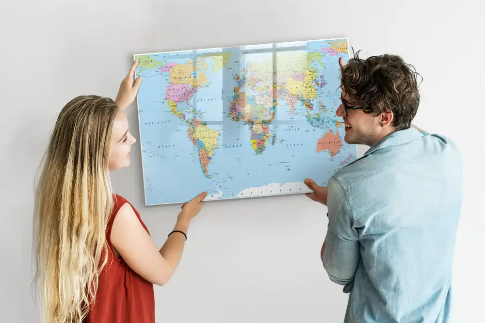 Tableau magnétique éducatif carte du monde