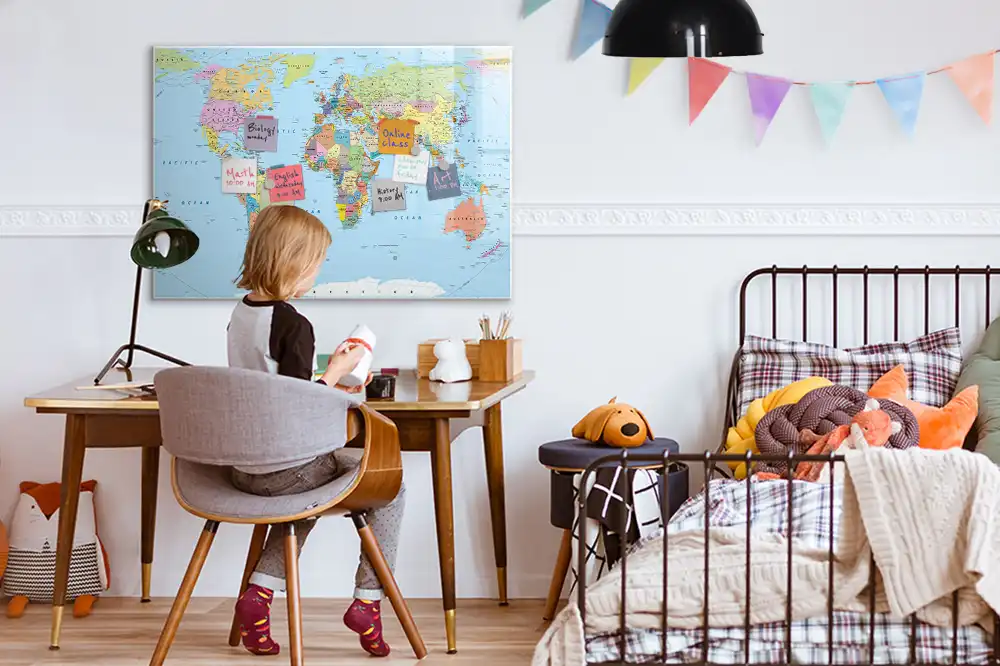 Tableau magnétique éducatif carte du monde