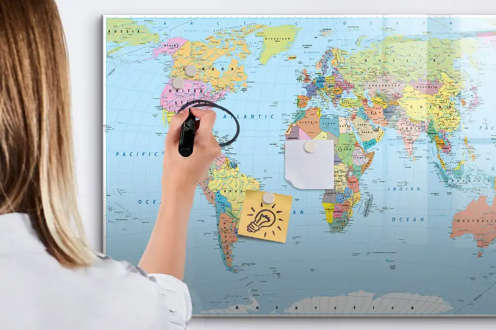 Tableau magnétique éducatif carte du monde