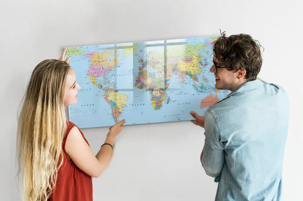 Tableau magnétique éducatif carte du monde