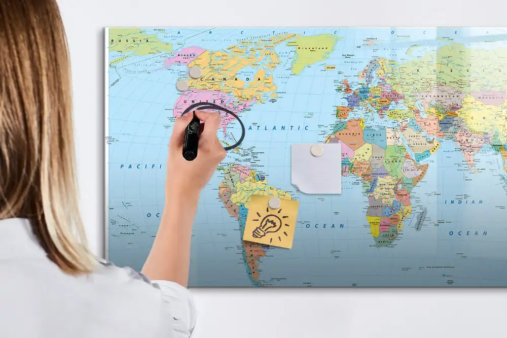 Tableau magnétique éducatif carte du monde