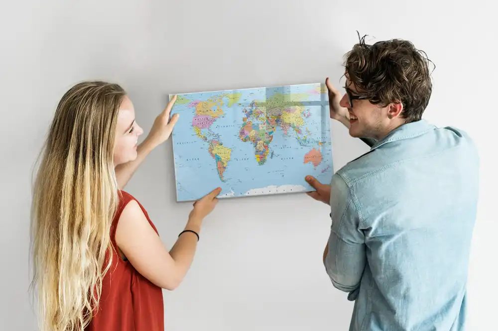 Tableau magnétique éducatif carte du monde