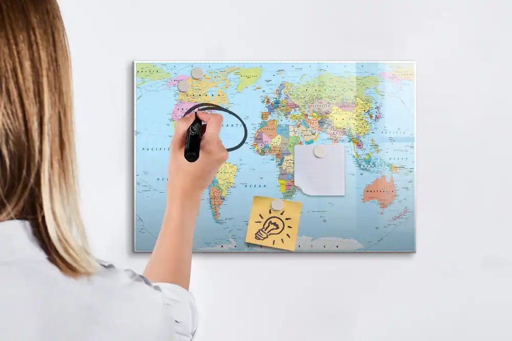 Tableau magnétique éducatif carte du monde