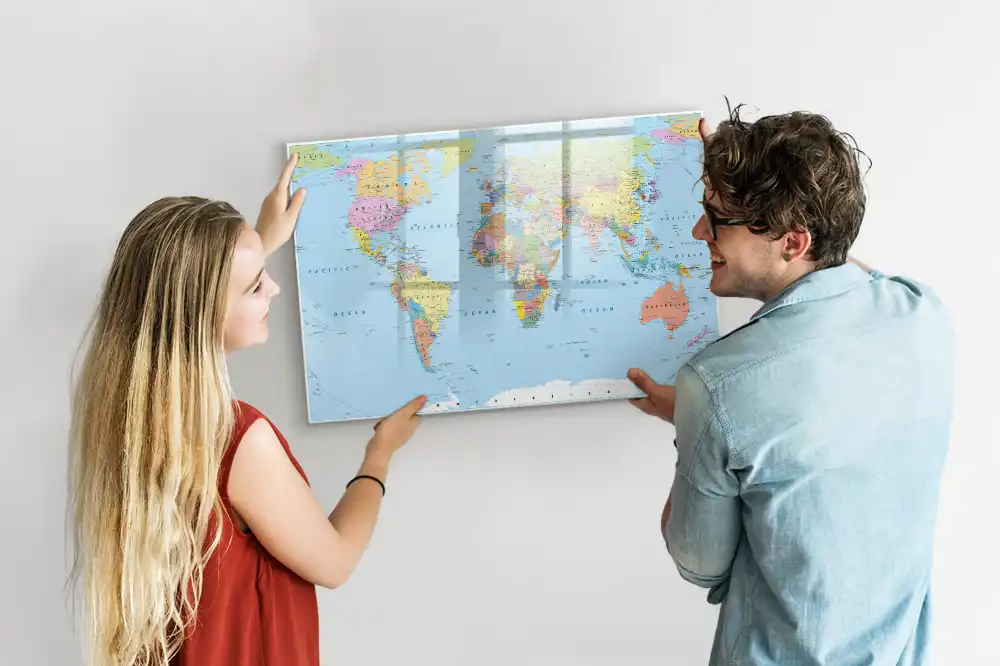 Tableau magnétique éducatif carte du monde