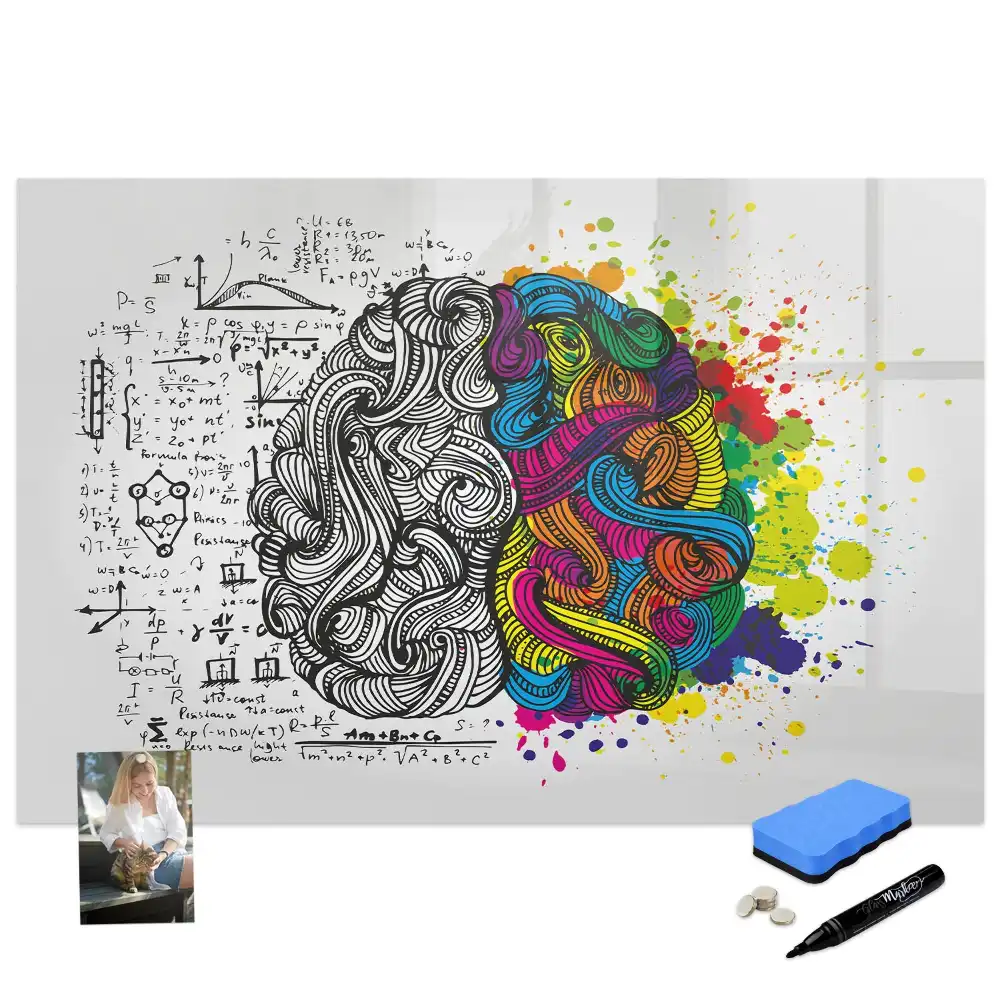 Tableau magnétique effaçable à motif abstrait de cerveau