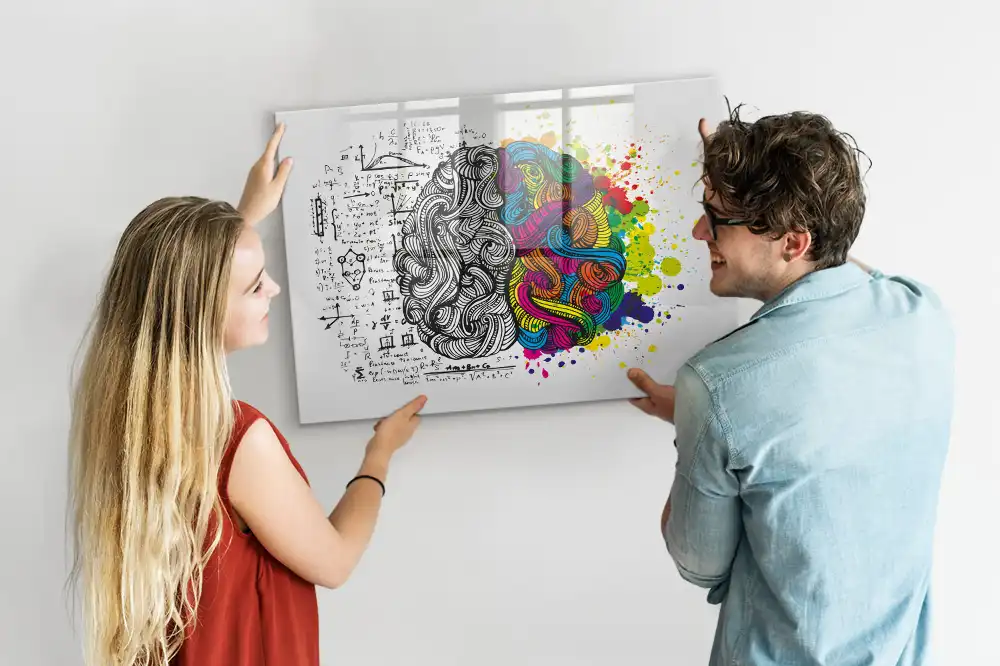 Tableau magnétique effaçable à motif abstrait de cerveau