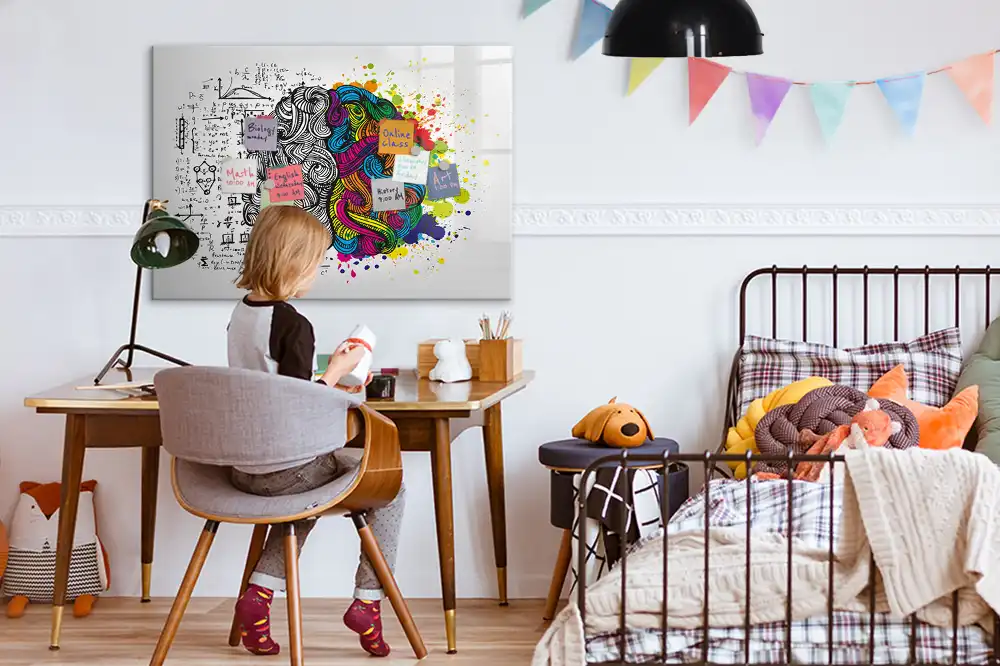 Tableau magnétique effaçable à motif abstrait de cerveau