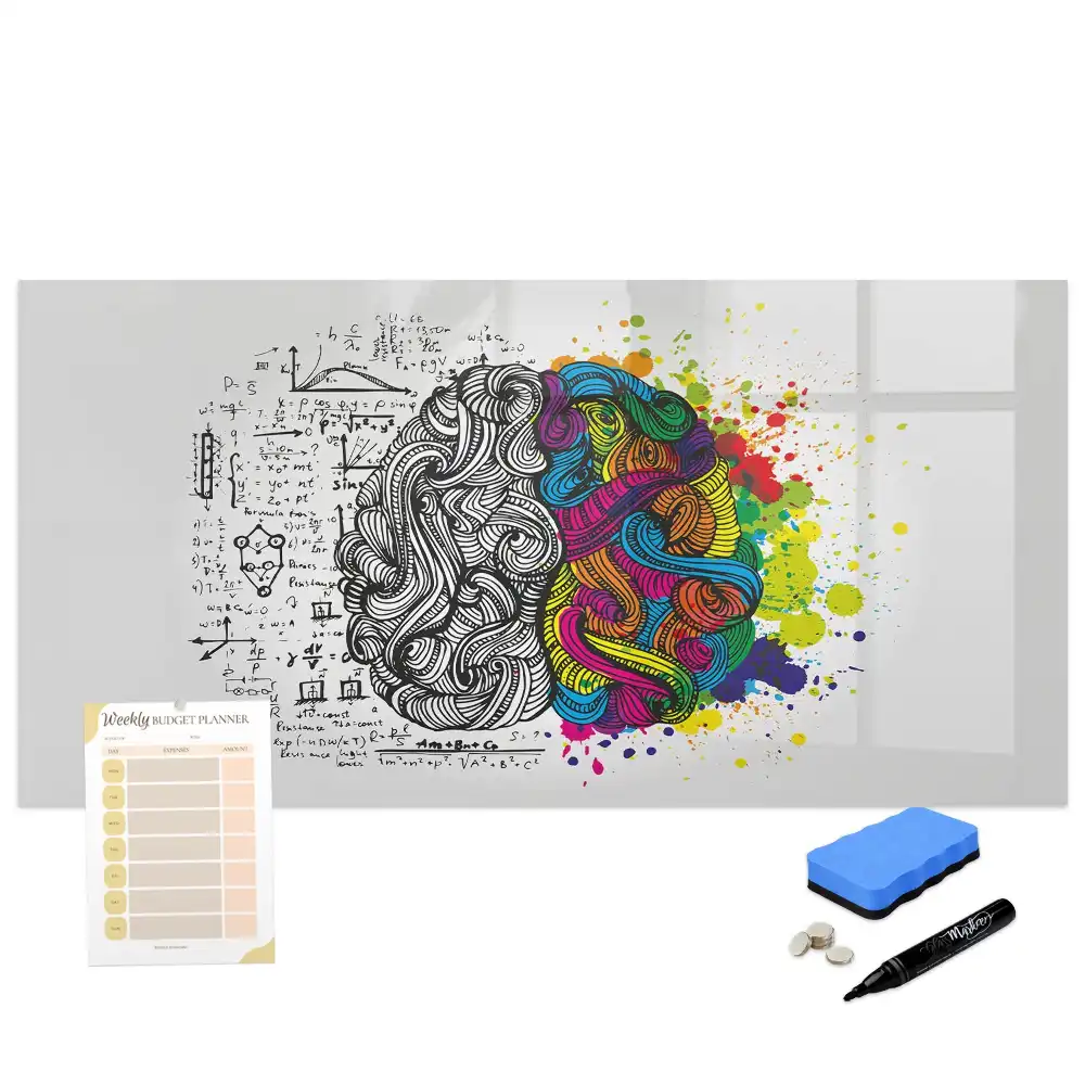 Tableau magnétique effaçable à motif abstrait de cerveau