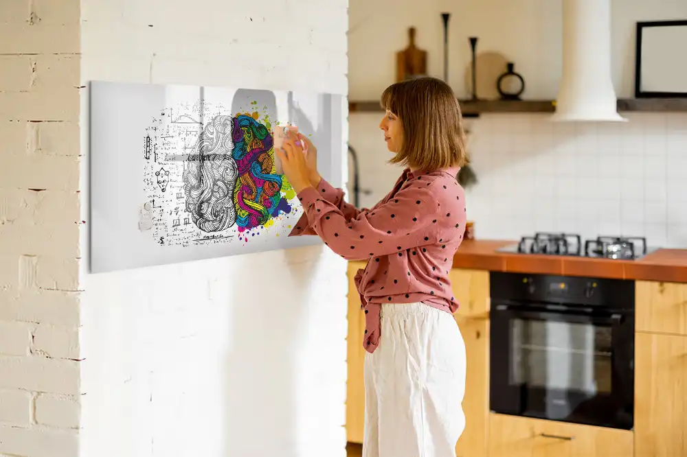 Tableau magnétique effaçable à motif abstrait de cerveau