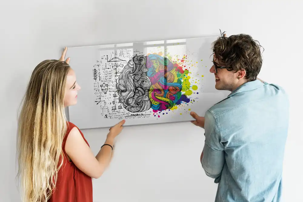 Tableau magnétique effaçable à motif abstrait de cerveau