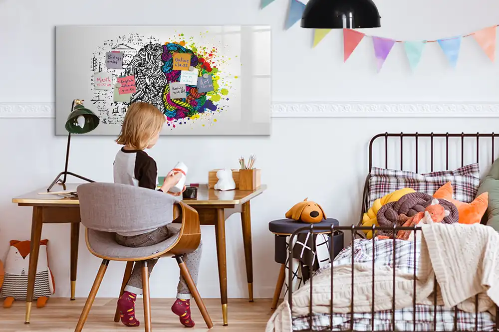Tableau magnétique effaçable à motif abstrait de cerveau