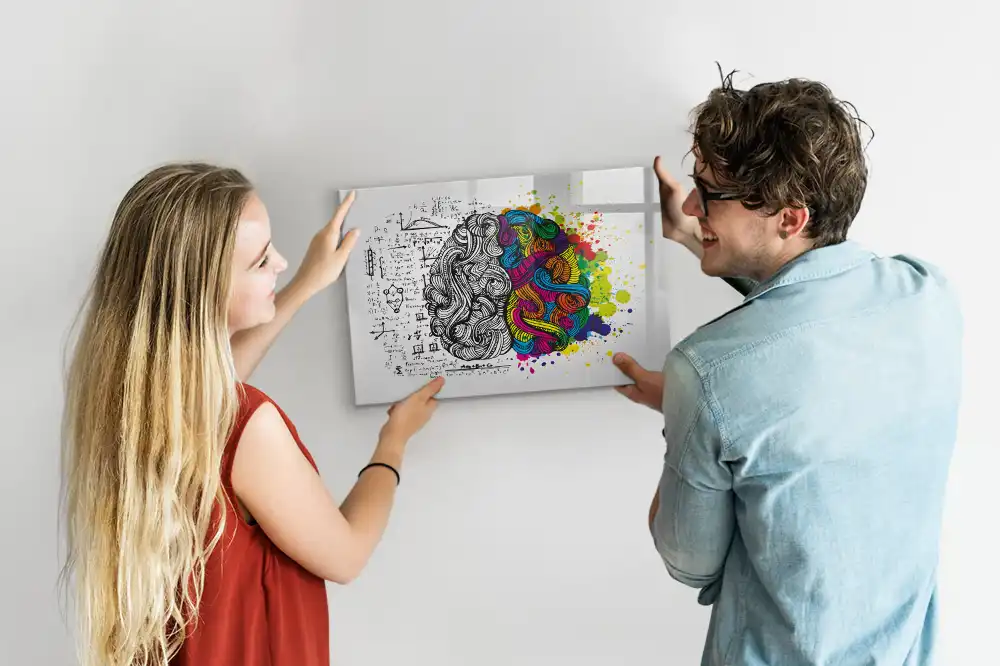 Tableau magnétique effaçable à motif abstrait de cerveau