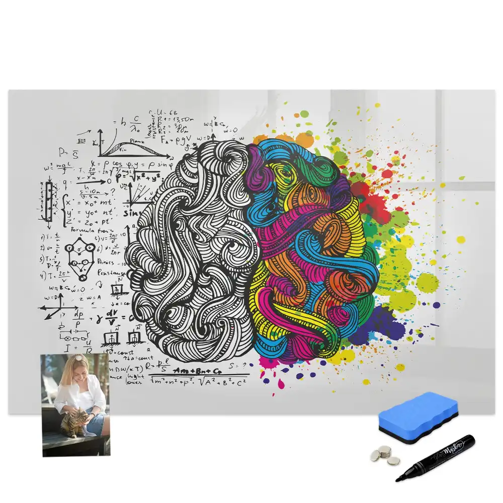 Tableau magnétique effaçable à motif abstrait de cerveau