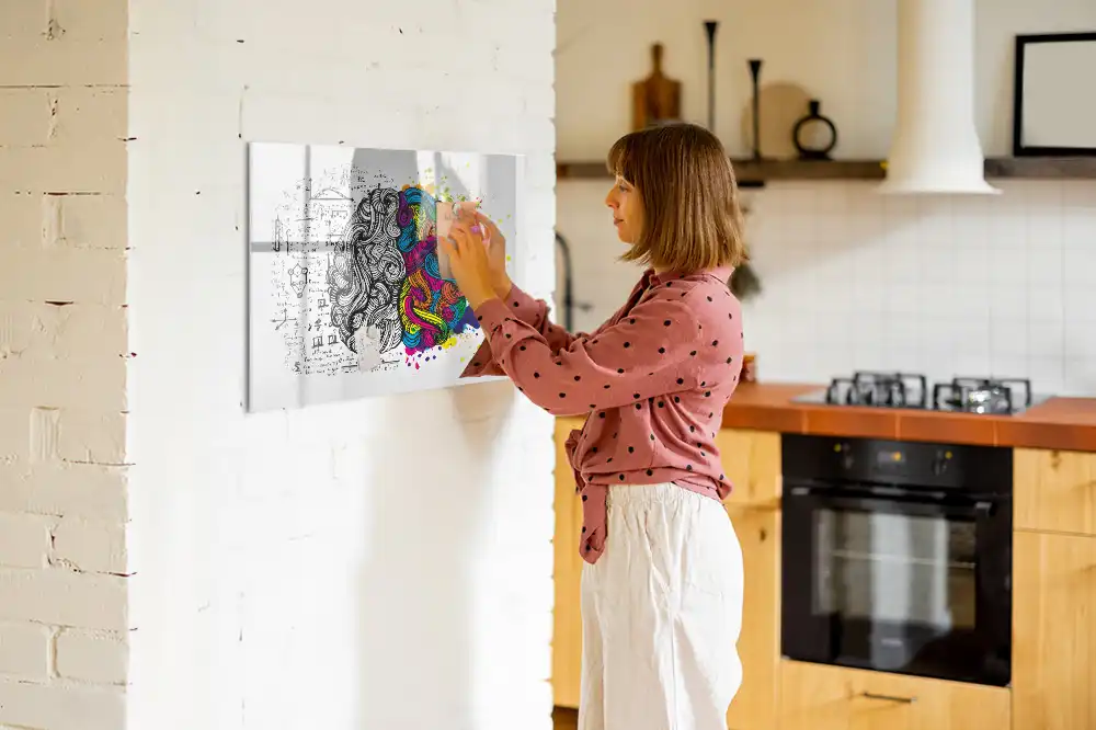 Tableau magnétique effaçable à motif abstrait de cerveau