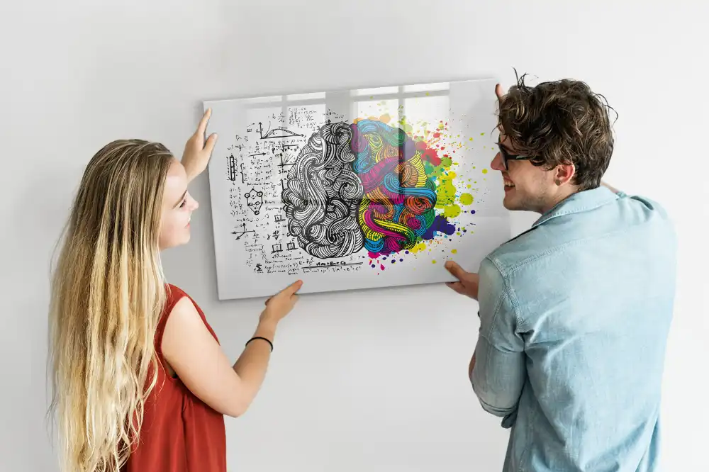 Tableau magnétique effaçable à motif abstrait de cerveau