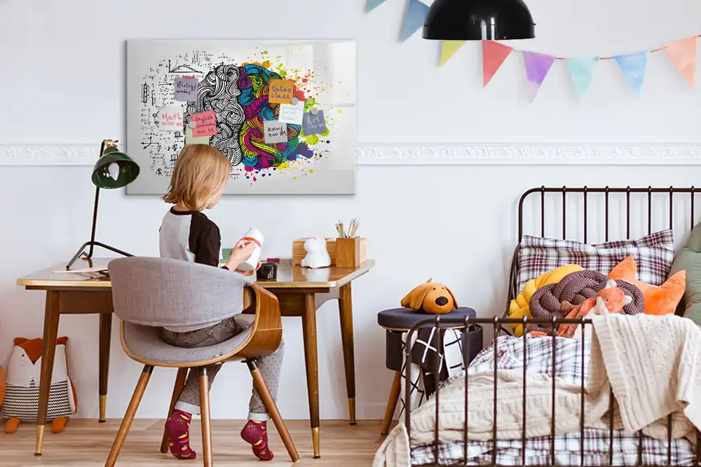 Tableau magnétique effaçable à motif abstrait de cerveau