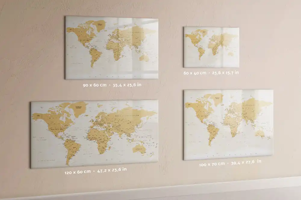 Tableau blanc magnétique effaçable à sec avec carte du monde politique