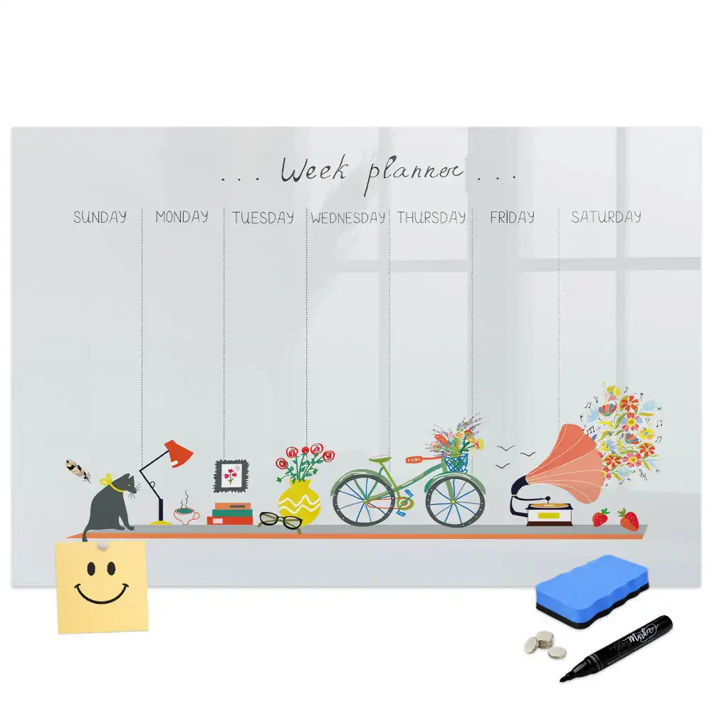 Tableau magnétique hebdomadaire pour organisation et écriture