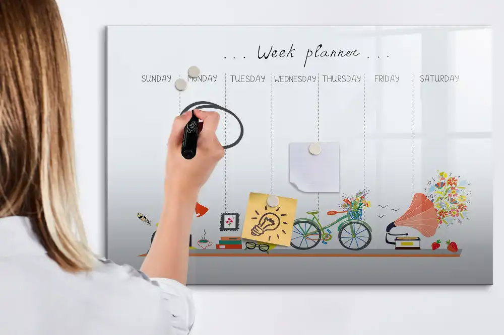 Tableau magnétique hebdomadaire pour organisation et écriture