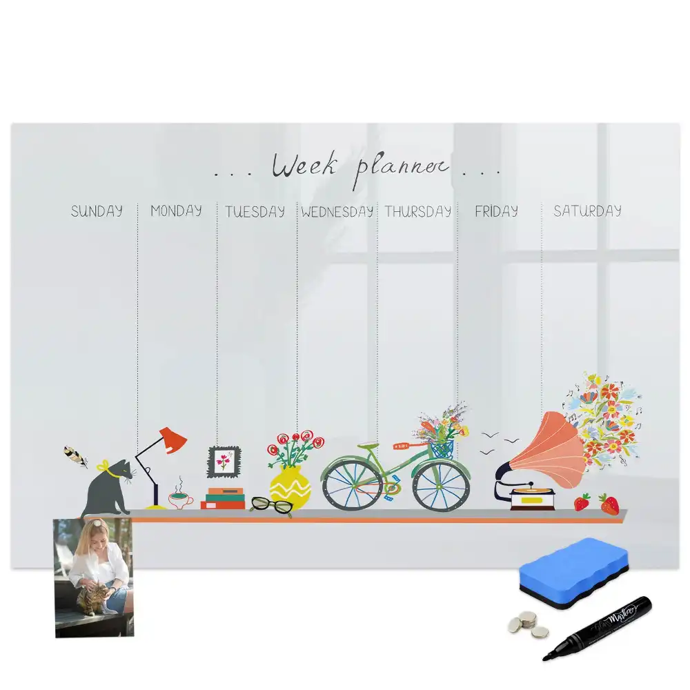 Tableau magnétique hebdomadaire pour organisation et écriture