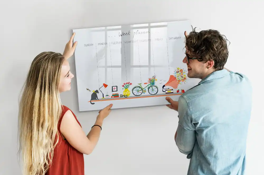 Tableau magnétique hebdomadaire pour organisation et écriture