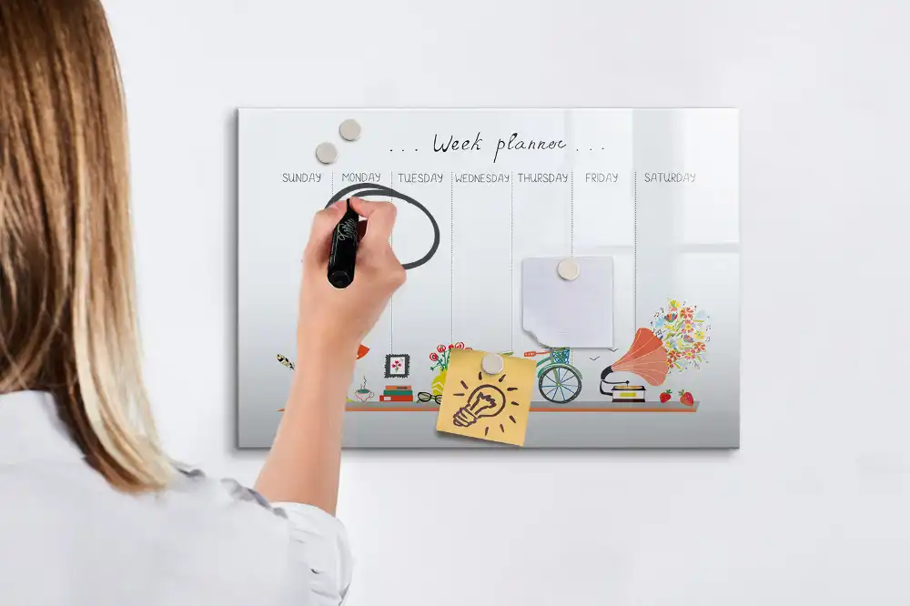 Tableau magnétique hebdomadaire pour organisation et écriture